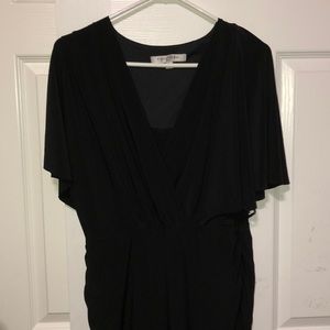 Black Flowy Deep Neck Dress